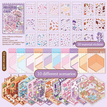New PET Miniature Scene Collection Cartoon Visual Stacking Landscape Sticker Book DIY 3D 3D Pocket Cabin Scene Stickers Kids
