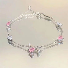 Shiny Pink Crystal Cherry Blossom Bracelets For Women Girls Sweet Moon Bow Flowers Zircon Bracelet Party Aesthetic Jewelry