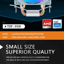 Aigo ICE CPU Cooler 2 4 6 Heat Pipes PC Radiator PWM 3PIN 90mm CPU Cooling Silent Rgb Fan For Intel 1700 1150 1156 1366 1155 AMD