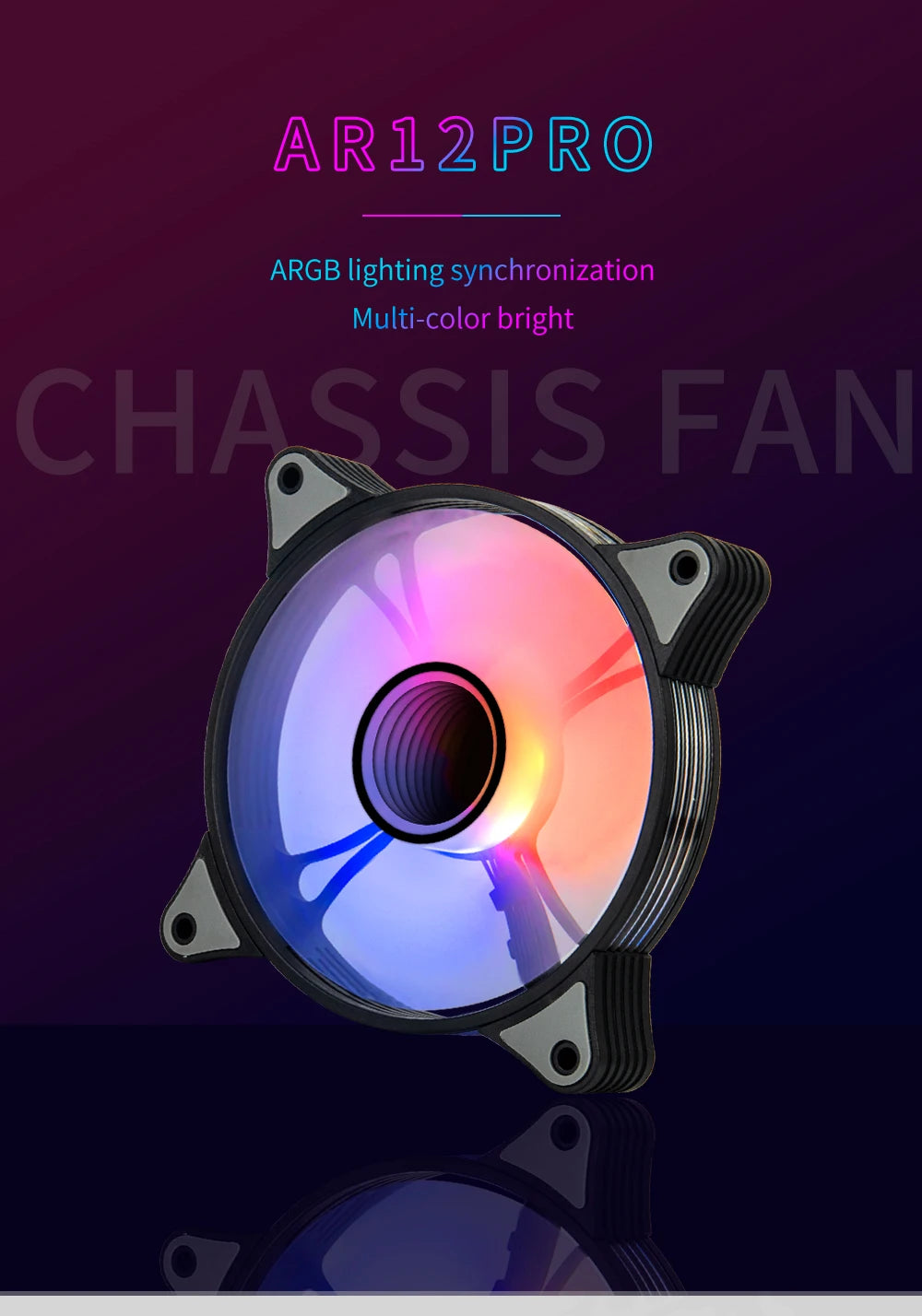 Aigo AR12PRO Computer Case Fan Ventoinha PC Unlimited Space 120mm RGB Fan 4pin PWM CPU Cooling Fan 3pin5v Argb 12cm Ventilador