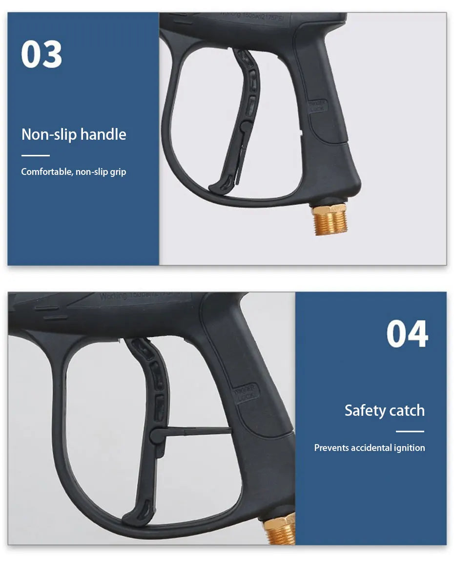 SEAMETAL Car Wash Gun Short Handle High Pressure Washer Gun with 5 Spray Nozzle Tips For Car Washing And Garden Cleaning Tools