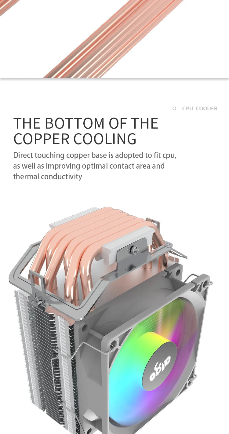 Aigo ICE CPU Cooler 2 4 6 Heat Pipes PC Radiator PWM 3PIN 90mm CPU Cooling Silent Rgb Fan For Intel 1700 1150 1156 1366 1155 AMD