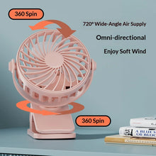 HOMEFISH Portable Rechargeable Clip Fan 720° Rotatable Hanging Fan with Night Light Air Cooler for Outdoor Camping Ventilador