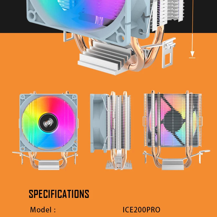 Aigo ICE CPU Cooler 2 4 6 Heat Pipes PC Radiator PWM 3PIN 90mm CPU Cooling Silent Rgb Fan For Intel 1700 1150 1156 1366 1155 AMD