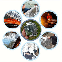 Outdoor emergency silver survival blanket with lightweight aluminum foil insulation suitable for camping hiking, and evacuation