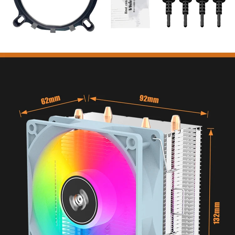 Aigo ICE CPU Cooler 2 4 6 Heat Pipes PC Radiator PWM 3PIN 90mm CPU Cooling Silent Rgb Fan For Intel 1700 1150 1156 1366 1155 AMD