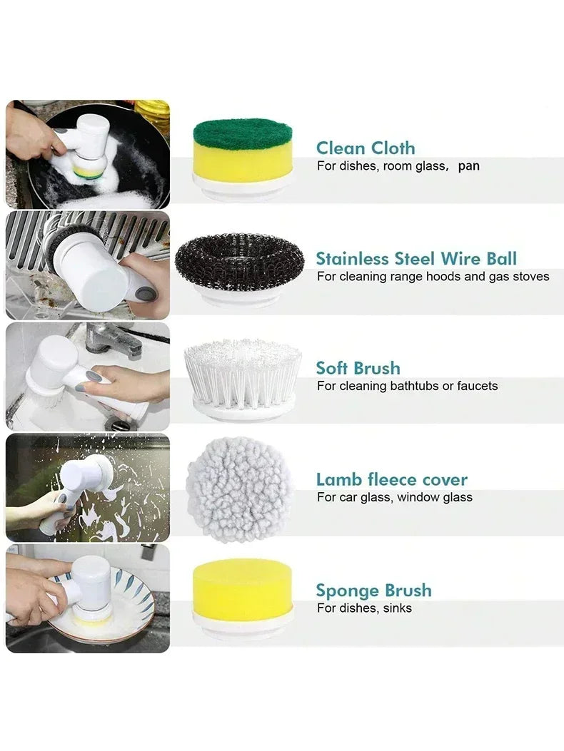 2025 Cordless Electric Spin Scrubber with 5 Brushes,IPX7 Waterproof Rechargeable Bathroom Cleaner for Tile/Shower/Grout Cleaning