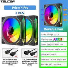 TEUCER Prism4 Pro 12cm ARGB Fan PC Case Fan Kit 4pin PWM CPU Cooling Fans 3pin 5v RGB Gaming Computer Fan