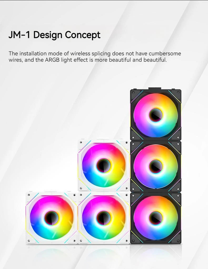 TEUCER JM-1 PC Cooling Case Fan ARGB Mirror Cycle Light Effect Wireless Stitching PWM Water Cooling 360mm CPU Cooler Fan