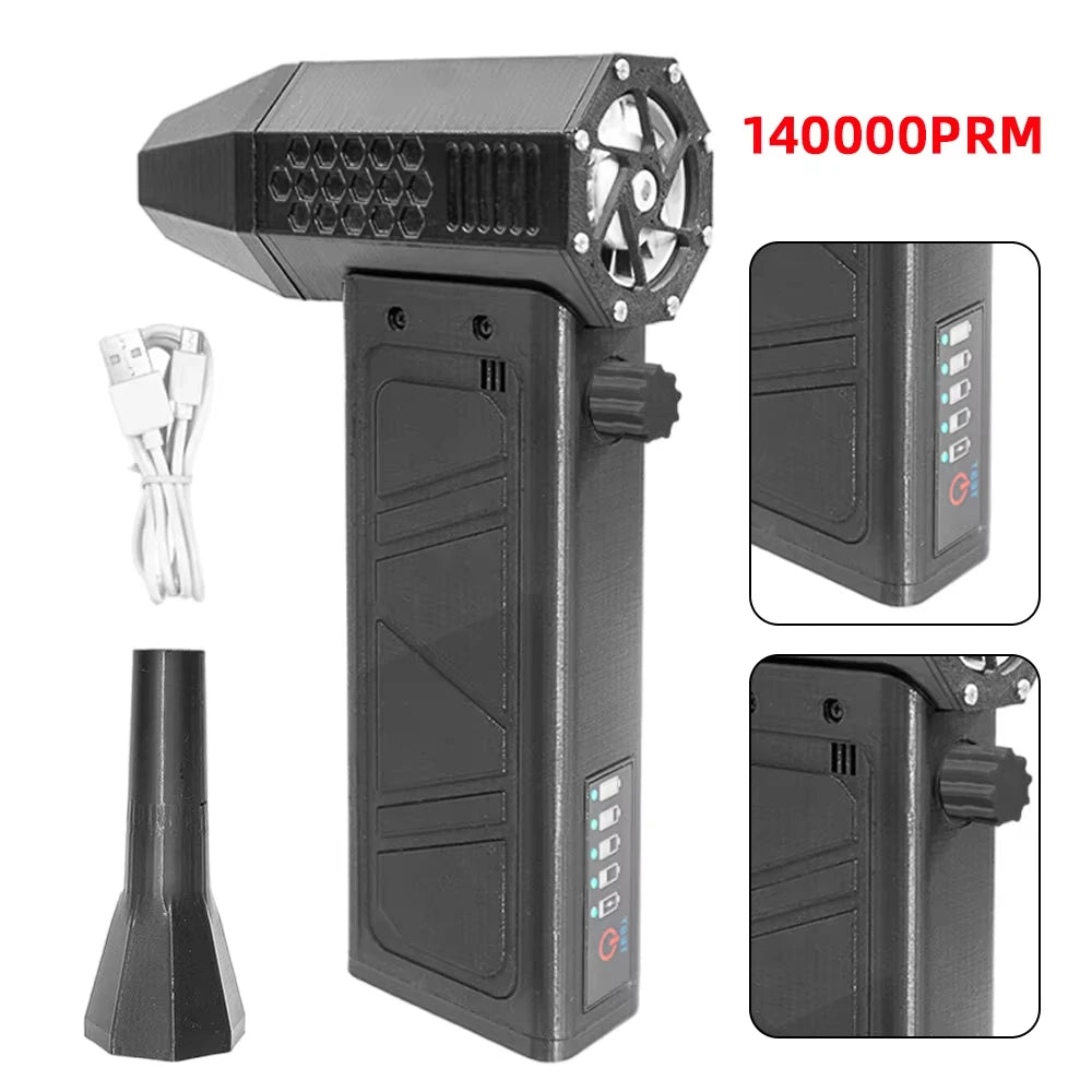 Air blower 140000RPM Turbo Jet Fan Brushless Motor Handheld Duct Fan 52M/S Portable Type-C Charging with Power Display ventilado
