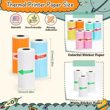 Mini Printer Sticker Paper, Thermal Paper Rolls For T02/M02 and Mini Printer, Smooth Color Self-Adhesive Paper 25X57mm Paperang