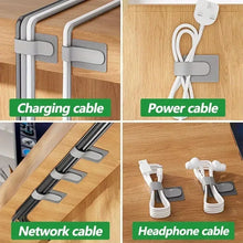 Self Adhesive Reusable Hook and Loop Cable Ties - Adjustable Cord Organizer Straps for Desk, Home & Office Cable Management