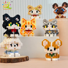 HUIQIBAO MINI Cute Pet Dog Cat Micro Building Block Model Set Kids City Cartoon Animal Diamond Bricks Educational Toys for Adult