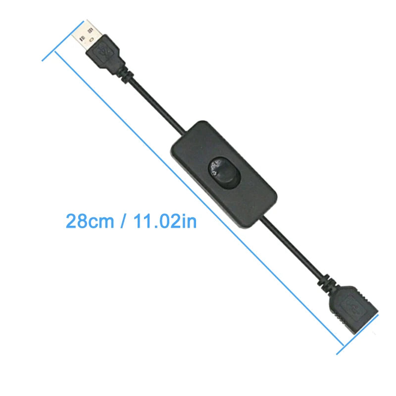 2 Pcs USB Cable With Switch ON/OFF Cable Extension Toggle for USB Lamp USB Fan LED Power Supply Line Durable Adapter USB Headset