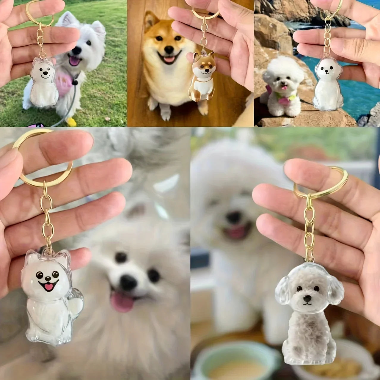 Creative Dog Hair Storage Keychain Transparent Dog\Cat Shape Memorial Pendant Handmade DIY Pet Souvenirs for Pet Lovers Gift