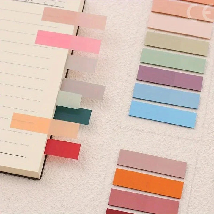 200 Sheets Morandi Color Transparent Fluorescent PET Index Tabs Sticky Arrow Flags Page Markers Office Planner Stickers