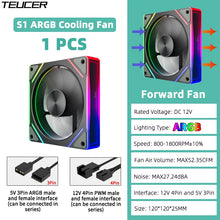 TEUCER Prism  ARGB PC Fan 12cm Computer Case Fan Kit Water Cooler 4pin PWM 5V 3PIN Cooling Fans