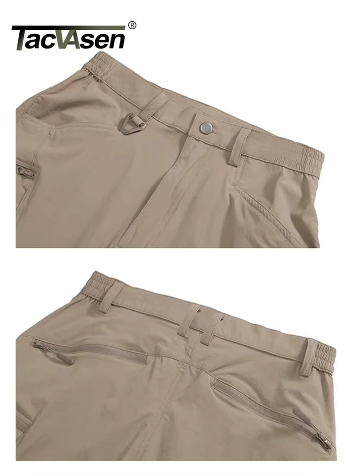 TACVASEN Summer Lightweight Trousers Mens Fishing Pants Outdoor Hiking Nylon Quick Dry Pockets Cargo Pants Casual Work Trousers