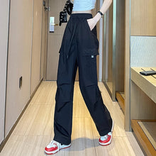 Fashion Women Joggers Pants Casual Female Chic Straight Cargo Pants Elastic High Waist Streetwear Slim Trousers Summer Thin
