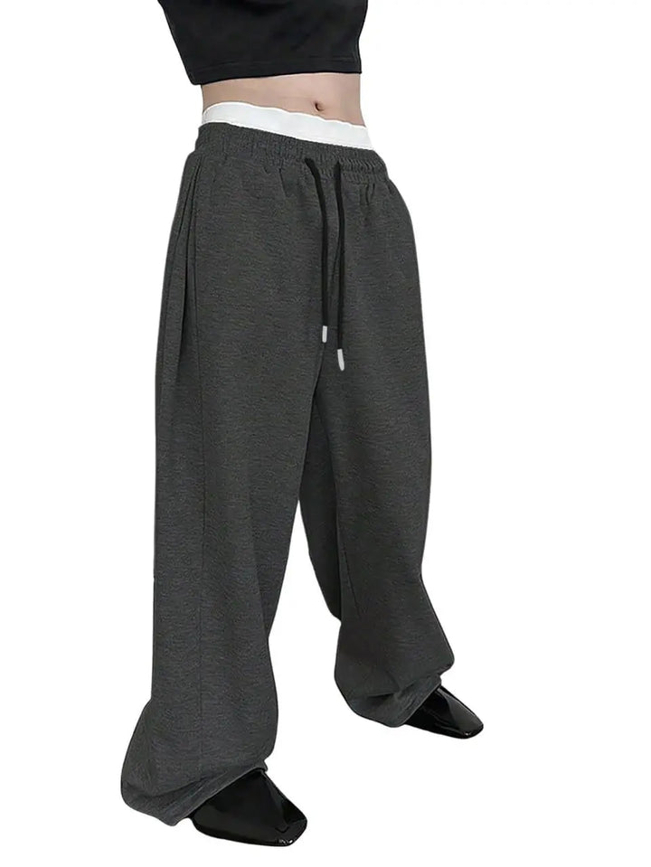 Men's wide leg sweatpants waist drawstring pants straight leg loose pants casual pants Mountaineering pants Jogger Sweatpants