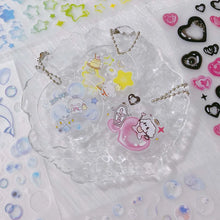 Stars Decal Stickers Scrapbooking Stationery Hearts Stickers PET Bubble Deco Sticker DIY Journal Planner