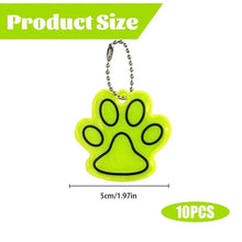10PCS Cute Cat Paw Reflective Keychain Night Safety Kids Pet Double-sided Reflective Backpack Accessories Pendant