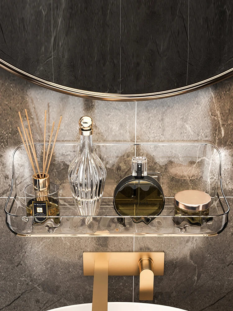Acrylic Bathroom Shelf Household Toilet Wall Hanging Washstand Perforation-Free Cosmetics Storage Organizer on the Wall