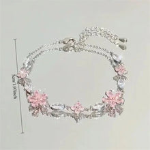Shiny Pink Crystal Cherry Blossom Bracelets For Women Girls Sweet Moon Bow Flowers Zircon Bracelet Party Aesthetic Jewelry