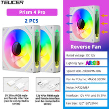 TEUCER Prism4 Pro 12cm ARGB Fan PC Case Fan Kit 4pin PWM CPU Cooling Fans 3pin 5v RGB Gaming Computer Fan