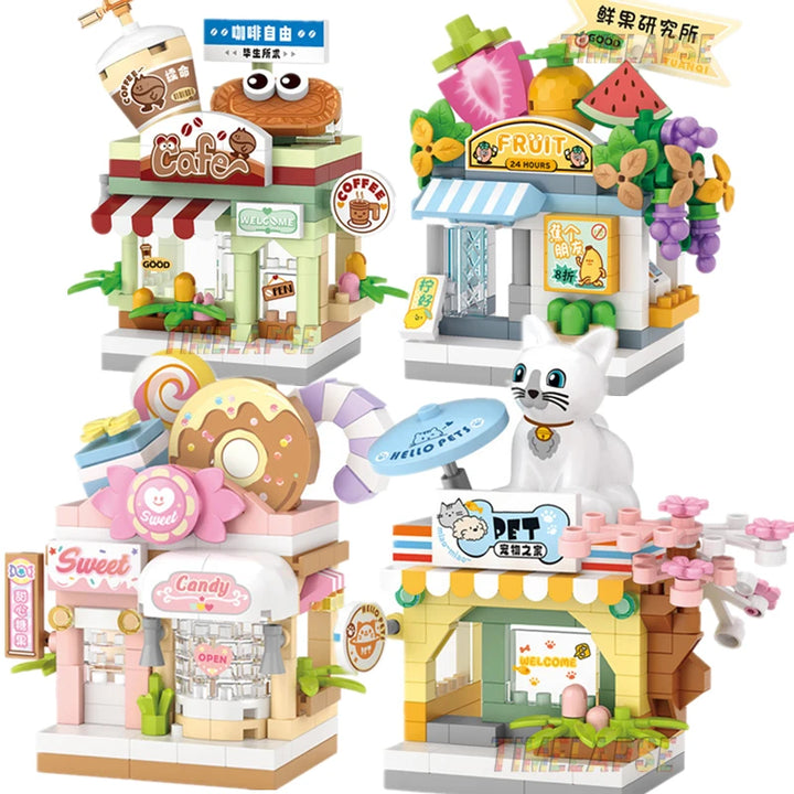 Food Shop Street Series - Mini City Shop House Model Kit, Fun DIY Educational Building Toy Gift for Kids Ages 6-12