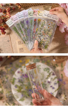 JIANQI 6pcs/pack Transparent PET Stickers Scrapbooking Materials DIY Junk Journal Collage Floral Leaves Plants Decor Stickers