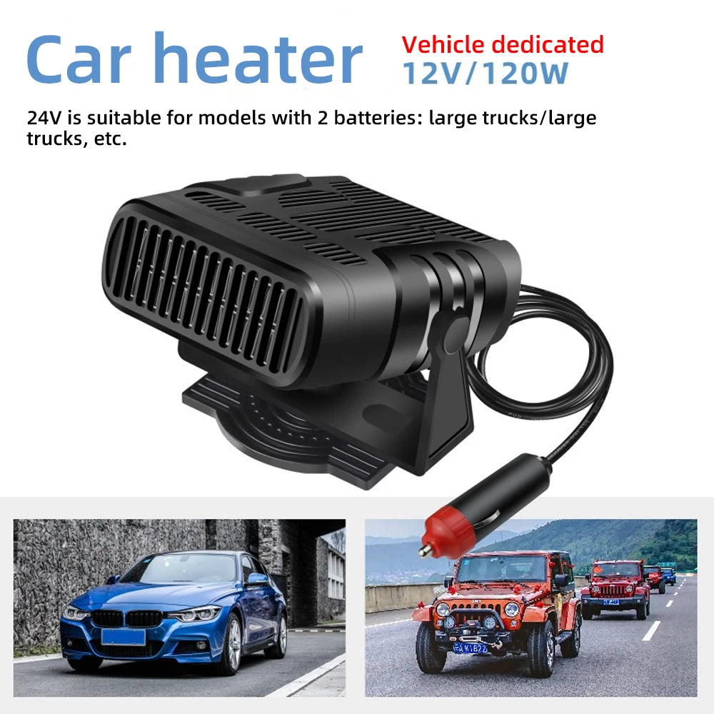 Car Cooling & Heater Fan 12V 120W Auto Windshield Anti-Fog Electric Heating Dryer Defogging Demister Defroster
