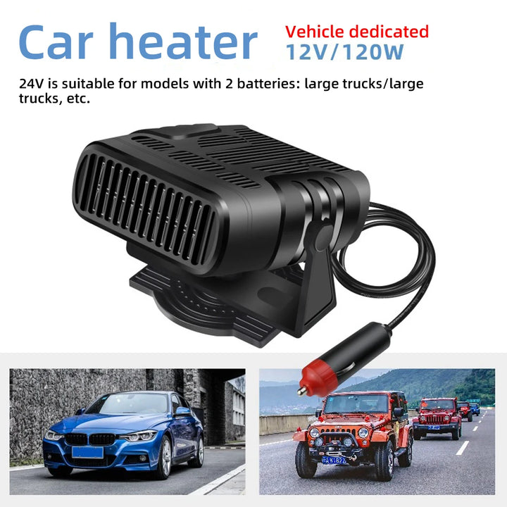 Car Cooling & Heater Fan 12V 120W Auto Windshield Anti-Fog Electric Heating Dryer Defogging Demister Defroster