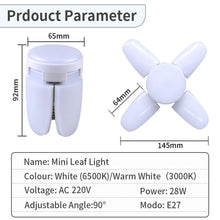 28W Fan Shape LED Bulb E27 LED Lamp Foldable 220V  Light Bulbs For Home Living Room Warehouse Garage Ceiling Light
