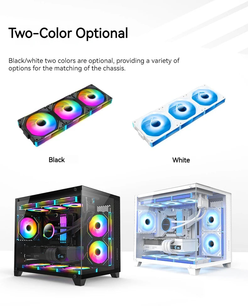 TEUCER JM-1 PC Cooling Case Fan ARGB Mirror Cycle Light Effect Wireless Stitching PWM Water Cooling 360mm CPU Cooler Fan