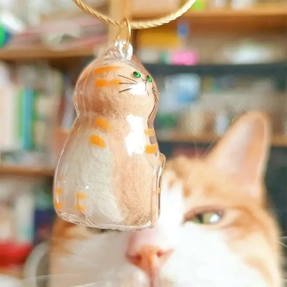 Transparent Cat/Dog Hair Collection Capsule Keychain Kawaii Memorial Pet Cat Dog Hair Capsule for Keychain DIY Pendant Accessory