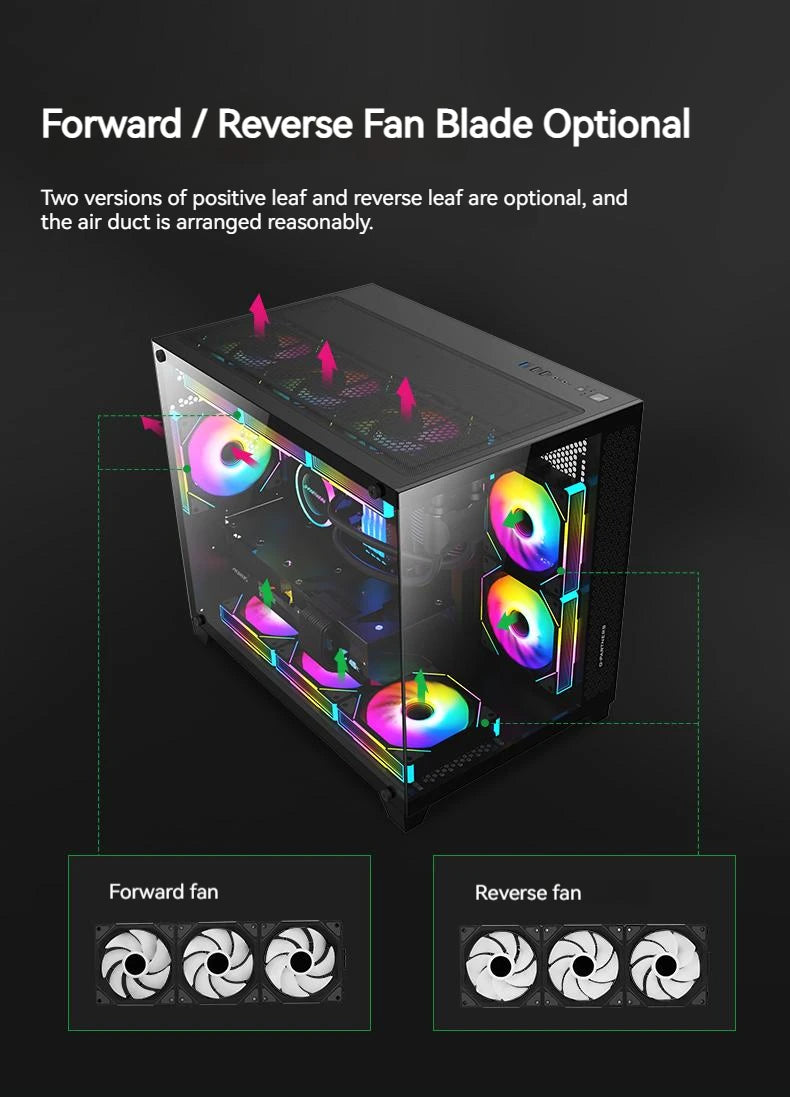 TEUCER JM-1 PC Cooling Case Fan ARGB Mirror Cycle Light Effect Wireless Stitching PWM Water Cooling 360mm CPU Cooler Fan