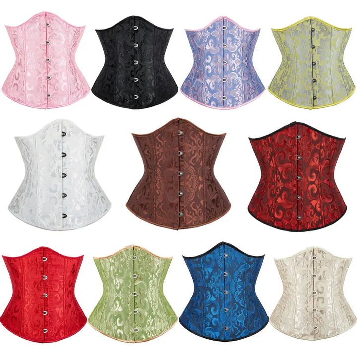 Women Gothic Jacquard Underbust Corset Bustier Waist Cincher Slimming Body Shaper Corselete Lingerie Plus Size Party Clubwear