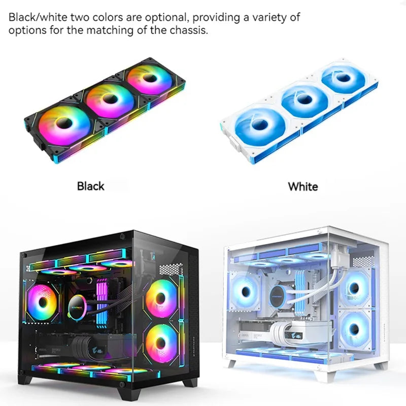 TEUCER JM-1 PC Cooling Case Fan ARGB Mirror Cycle Light Effect Wireless Stitching PWM Water Cooling 360mm CPU Cooler Fan