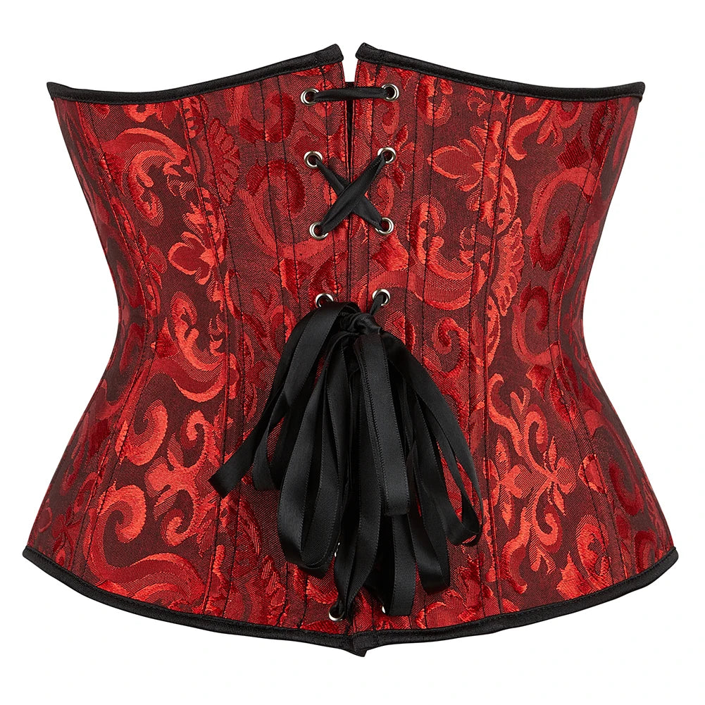 Women Gothic Jacquard Underbust Corset Bustier Waist Cincher Slimming Body Shaper Corselete Lingerie Plus Size Party Clubwear