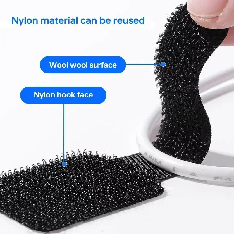 5/100Pcs Reusable Cable Organizer Desk Wire Winder Cable Tie Organizer Self Adhesive Cord Rope Holders Cord Protection Straps