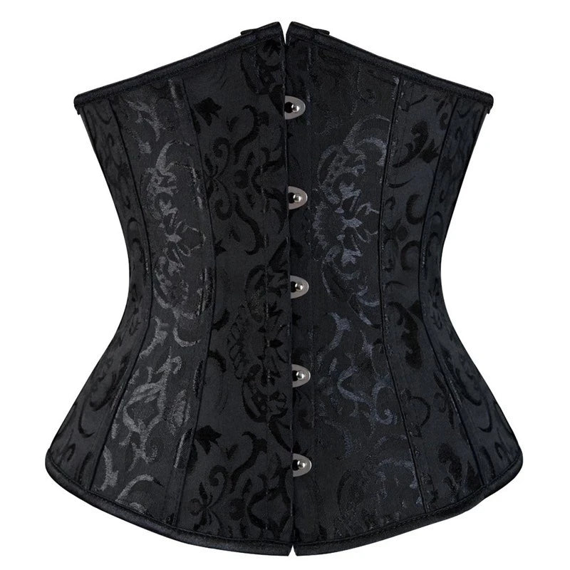Women Gothic Jacquard Underbust Corset Bustier Waist Cincher Slimming Body Shaper Corselete Lingerie Plus Size Party Clubwear