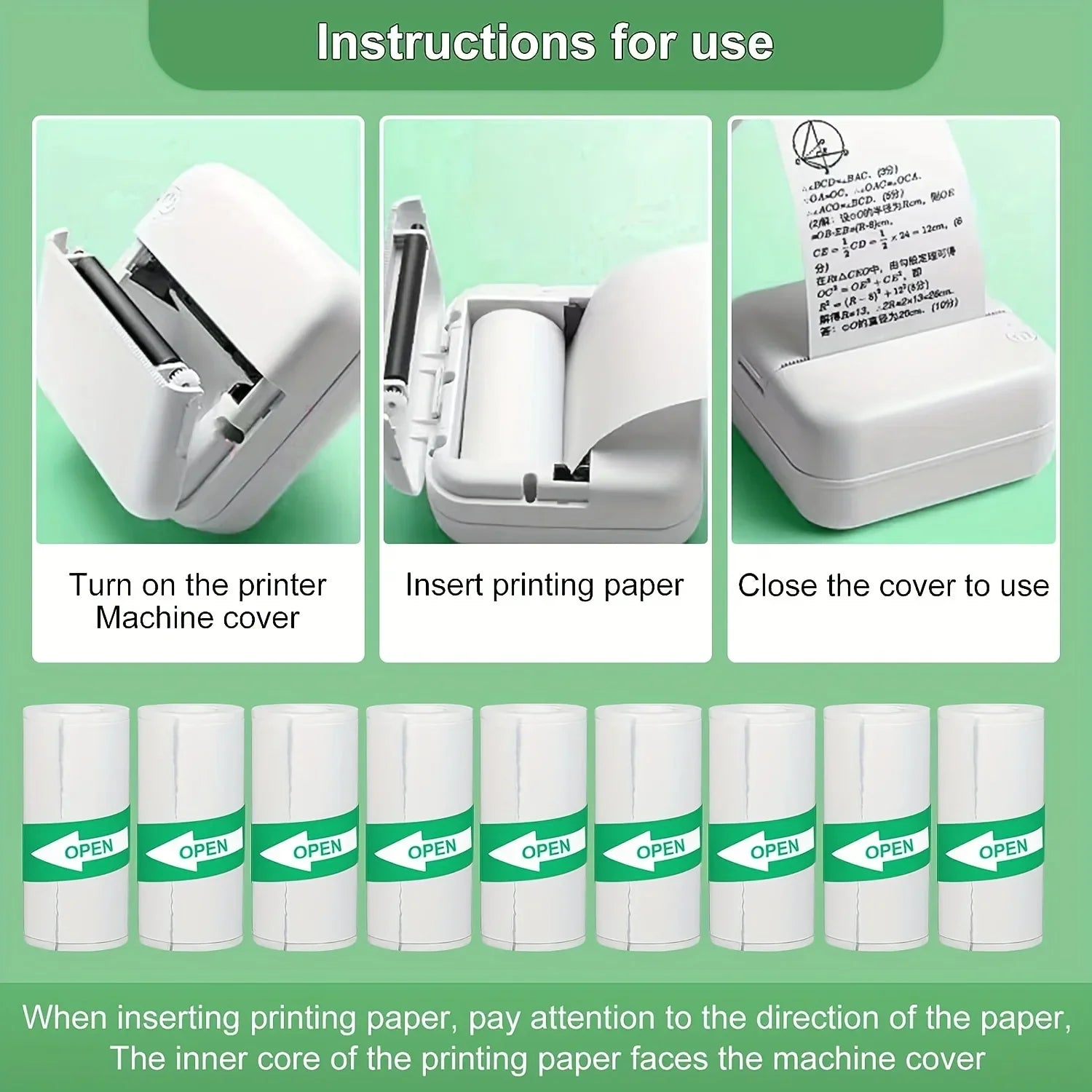10Pcs Mini Printer Paper For peripage Self Adhesive Thermal Paper Printable Sticker Paper for Pocket Thermal Printer