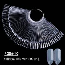 50pcs False Nail Display Tips Clear Nature Color Chart Oval Fan Style UV Gel Polish Swatch Shows Palette Practice Manicure Tools