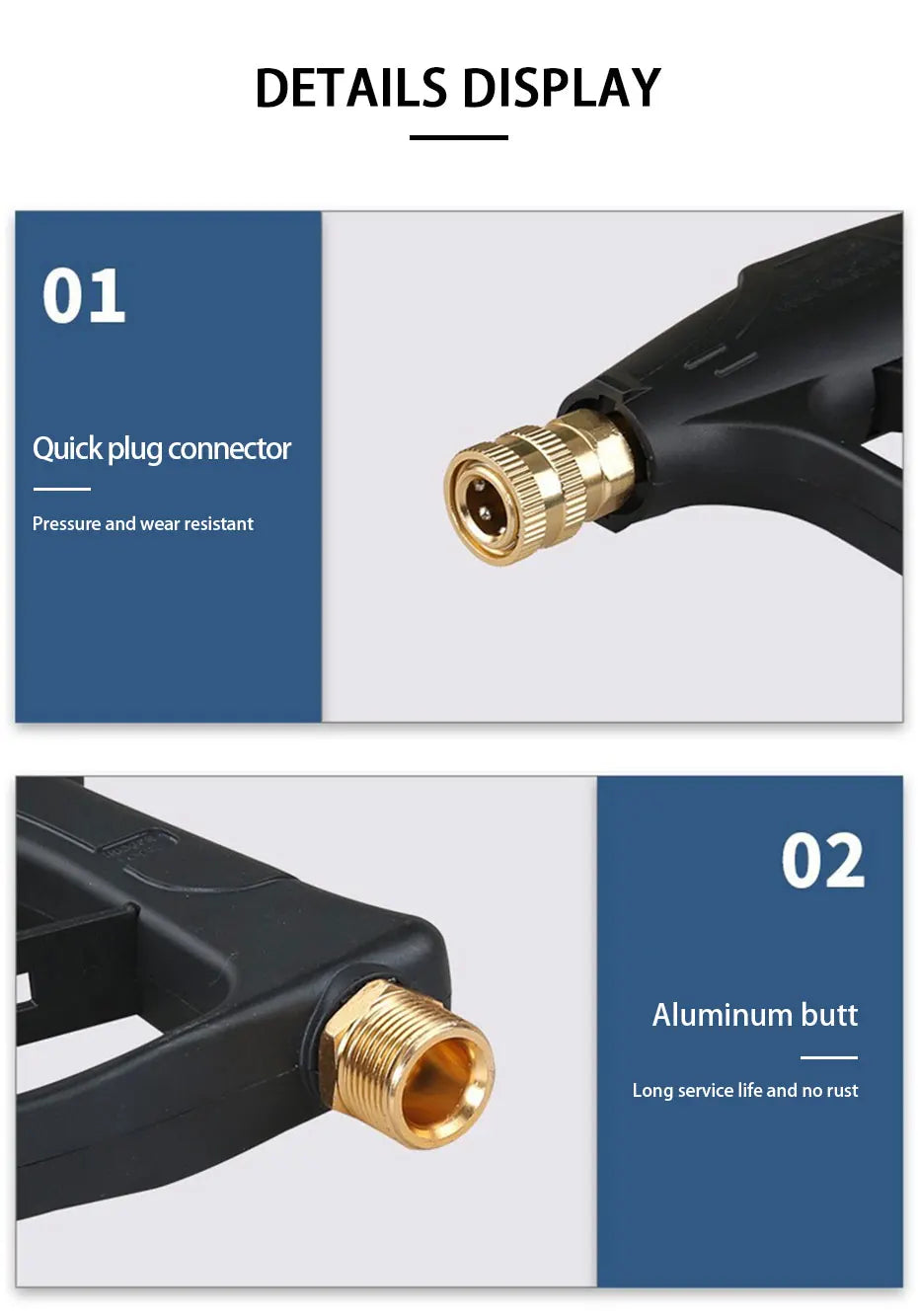 SEAMETAL Car Wash Gun Short Handle High Pressure Washer Gun with 5 Spray Nozzle Tips For Car Washing And Garden Cleaning Tools