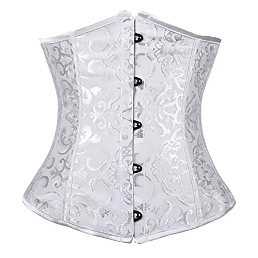 Women Gothic Jacquard Underbust Corset Bustier Waist Cincher Slimming Body Shaper Corselete Lingerie Plus Size Party Clubwear