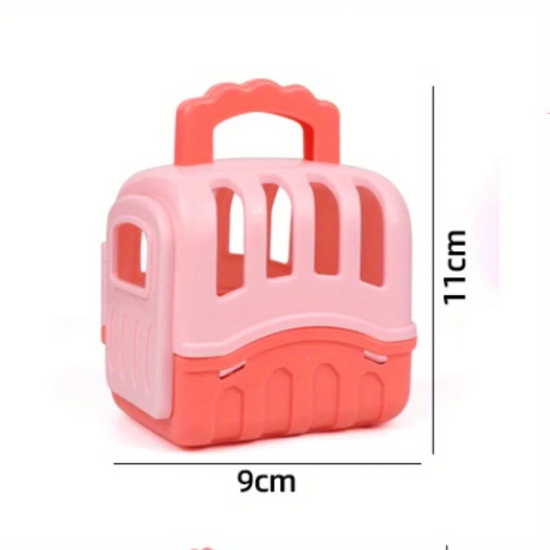 8pcs/set Cute Dog Pet Basket Family Toys Dog Doll Set Dog Cage Toys Scene Playing Toys Christmas Decoration  Gifts