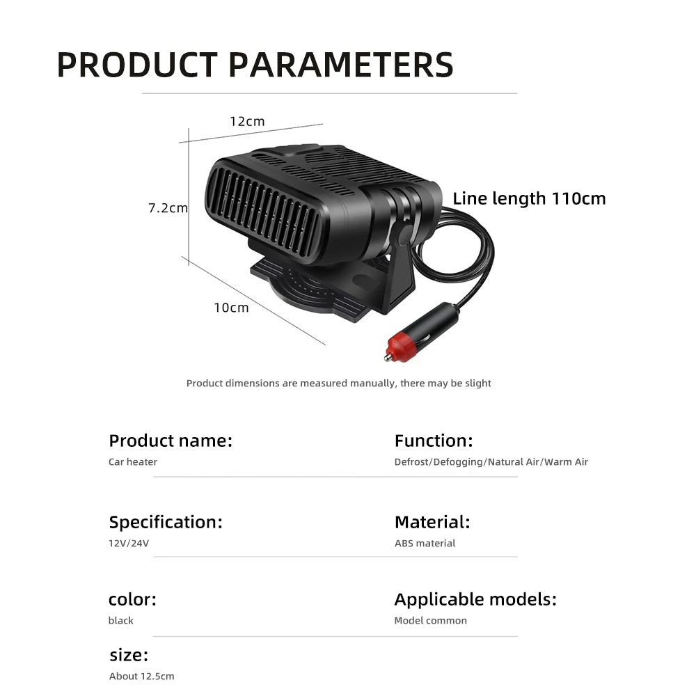 Car Cooling & Heater Fan 12V 120W Auto Windshield Anti-Fog Electric Heating Dryer Defogging Demister Defroster