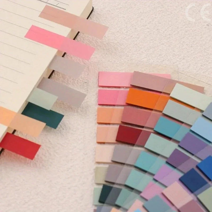 200 Sheets Morandi Color Transparent Fluorescent PET Index Tabs Sticky Arrow Flags Page Markers Office Planner Stickers