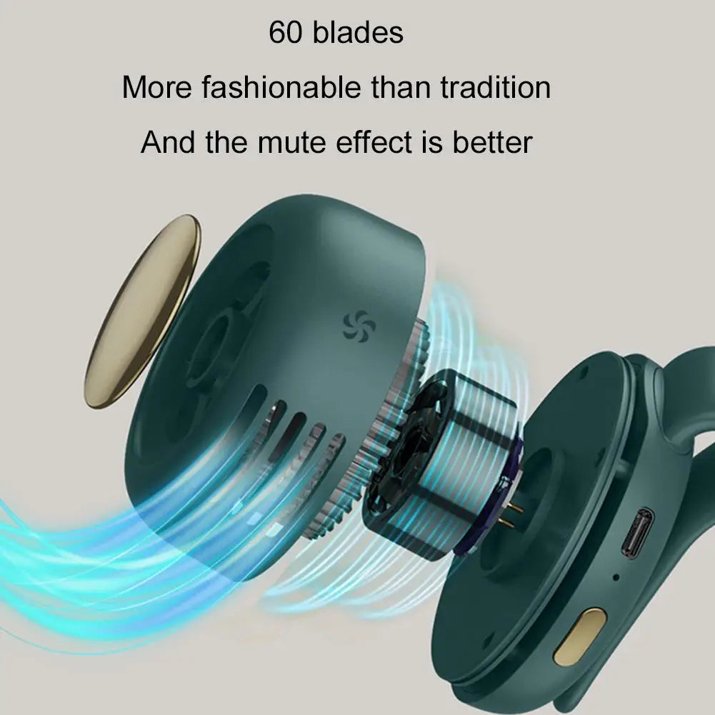 Portable Mini Bladeless Fan 3 Speed Adjustable Clip On Waist Shirt Silent Electric Fan Outdoor Travel Cooling Fan